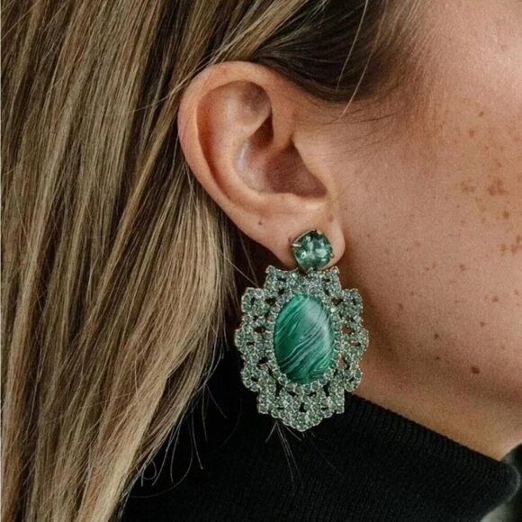 Stella & Dot Josephine Malachite Convertible Earrings NWT - Picture 10 of 10